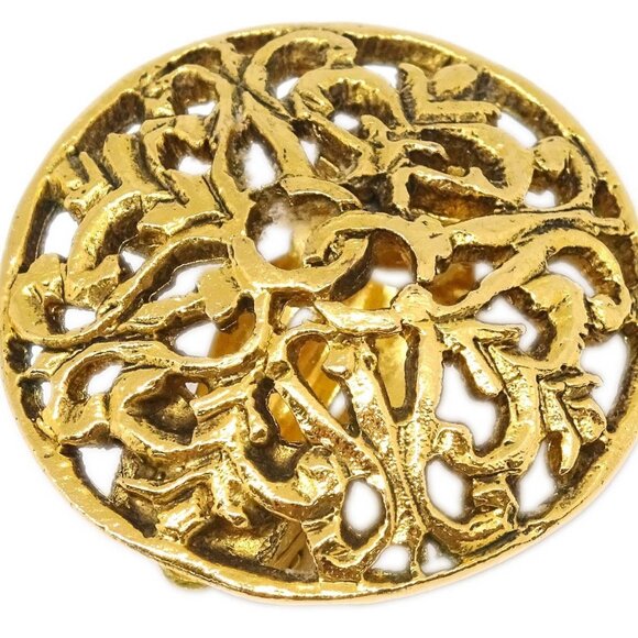 Chanel Button Earrings Clip-On Gold - Picture 2 of 4